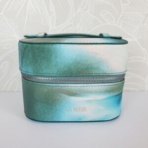 La Mer Teal Blue Polyurethane Cosmetic Bag Pouch Organizer‎ Zipper Closure NWR